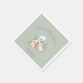 セージ緑の極熊の赤ちゃんシャワー スタンダードカクテルナプキン (角)