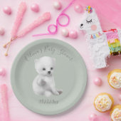 セージ緑の極熊の赤ちゃんシャワー ペーパープレート (パーティー)