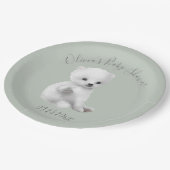 セージ緑の極熊の赤ちゃんシャワー ペーパープレート (アングル)