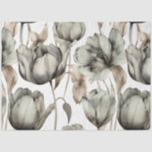 セージ緑の水の色の牡丹のフローラの分離 薄葉紙 (正面)