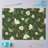 セージ緑の水の色の牡丹のフローラの分離 薄葉紙 (クラフト)