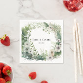 セージ緑の水の色の牡丹結婚の スタンダードカクテルナプキン (インサイチュ)