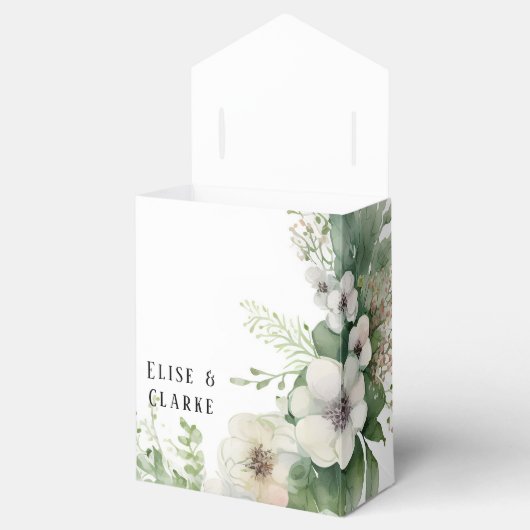 セージ緑の水の色の牡丹結婚の フェイバーボックス (オープン)