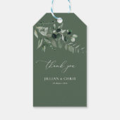 セージ緑の水の色の結婚葉 ギフトタグ (裏面)