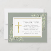 セージ緑の水の色の緑の葬儀クリスチャン サンキューカード (正面)