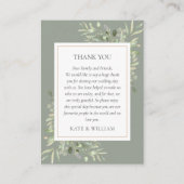 セージ緑の水の色の緑結婚の世話 プレイスカード (正面)