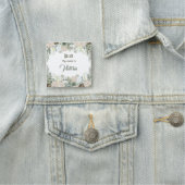 セージ緑の水の色の花の大きな正方形 名札 (インサイチュ)