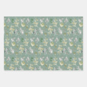 セージ緑の水の色の葉 ラッピングペーパーシート (正面)