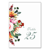 セージ緑の水の色ひまわりバーガンディ結婚ズ テーブルナンバー (正面)