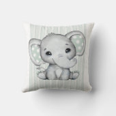セージ緑の水の色エレファントニュートラルベビーシャワー クッション (裏面)