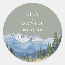 セージ緑の水の色マウンテンワイルドフラワー結婚ズ ラウンドシール