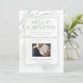 セージ緑の水の色ヤナギの枝フォトフレーム 招待状 (スタンド正面)