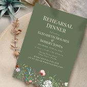 セージ緑の水の色ワイルドフラワーリハーサルディナー 招待状