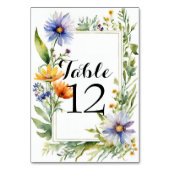 セージ緑の水の色ワイルドフラワー庭園の結婚式 テーブルナンバー (正面)