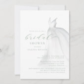 セージ緑の水の色結婚のドレスブライダルシャワー 招待状 (正面)