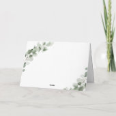 セージ緑の水の葉色のモダン結婚 サンキューカード (裏面)