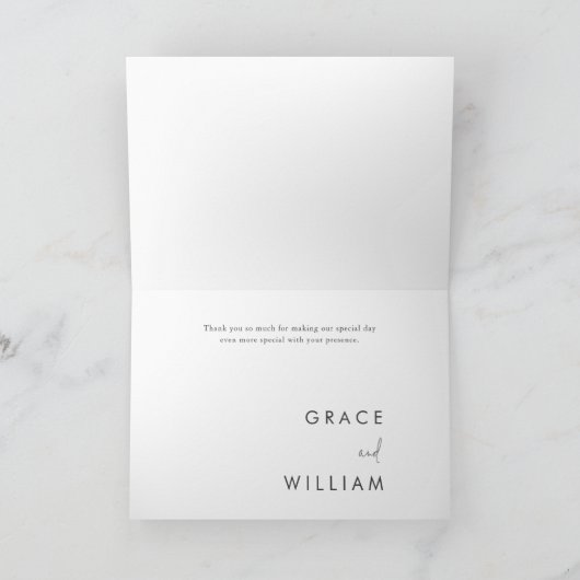 セージ緑の水の葉色のモダン結婚 サンキューカード (内部)