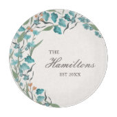 セージ緑の水彩ワイルドフラワーの設立 カッティングボード (正面)