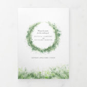 セージ緑の水色の緑のリース結婚ズ 三つ折りプログラム (カバー)