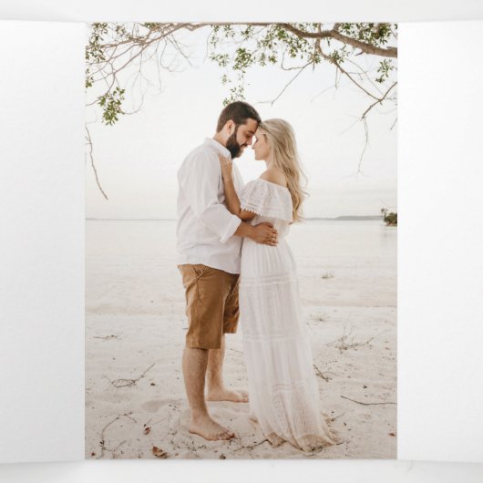 セージ緑の水色の緑のリース結婚ズ 三つ折りプログラム (内部中)