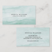 セージ緑の水色グラデーションエレガント 名刺 (正面/裏面)
