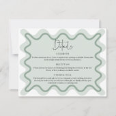 セージ緑の波状縁ど詳細エンクロージャカード 招待状 (正面)