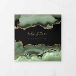 セージ緑の瑪瑙3折パンフレット 三つ折りカード