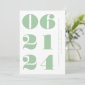 セージ緑の白いクエレガントリモダンミニマルン 招待状 (スタンド正面)