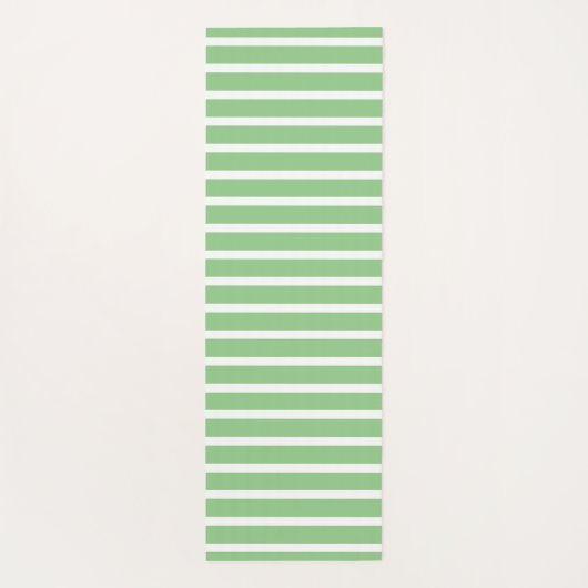 セージ緑の白いストライプ名前をカスタムするギフト ヨガマット (裏面)
