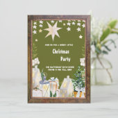 セージ緑の白い冬のクリスマスパーティの招待状 (スタンド正面)