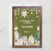 セージ緑の白い冬のクリスマスパーティの招待状 (裏面)
