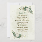 セージ緑の白い花の座席チャートカード 招待状 (正面)