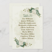 セージ緑の白い花の座席チャートカード 招待状 (正面/裏面)