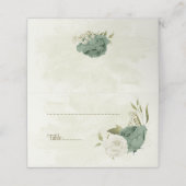 セージ緑の白い花の植物性結婚植物 プレイスカード (外部開封)