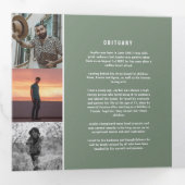 セージ緑の白い葬儀サービスのカスタム写真 三つ折りプログラム (内部最初)
