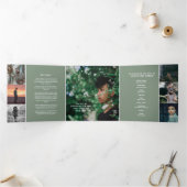 セージ緑の白い葬儀サービスのカスタム写真 三つ折りプログラム (内部)