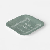 セージ緑の白い鳥の野草縁どかわいらし ペーパープレート (傾斜あり)