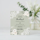 セージ緑の白のバラの緑の結婚式招待状 (スタンド正面)