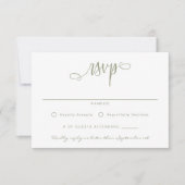 セージ緑の白の手書きスクリプトシンプル 出欠カード (正面)