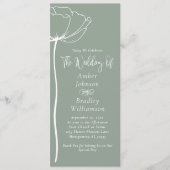 セージ緑の白モダンフローラミニマル結婚の プログラム (正面)