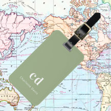 セージ緑の白モノグラムイニシャル