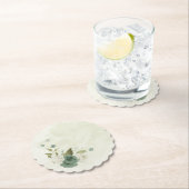 セージ緑の白結婚い花 ペーパーコースター (インサイチュ)