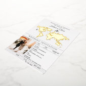 セージ緑の目的地の結婚式のパスポート 箔招待状 (回転した状態)