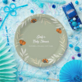 セージ緑の秋ラディバグ緑のベビーシャワー ペーパープレート (パーティー)