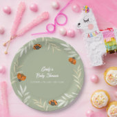 セージ緑の秋ラディバグ緑のベビーシャワー ペーパープレート (パーティー)