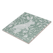 セージ緑の立ちウサギ複雑な森フローラ タイル (側面)