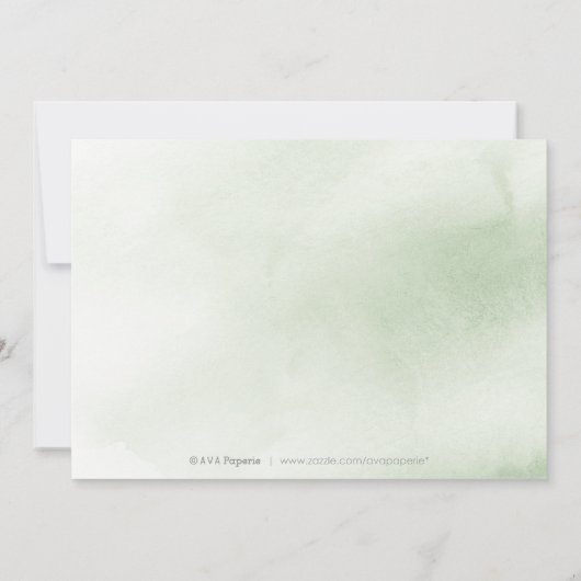 セージ緑の素朴なフローラ書の日付を保存 セーブザデート (裏面)