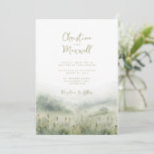 セージ緑の結婚式招待状パーソナライズされたスクリプト 招待状 (スタンド正面)
