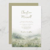 セージ緑の結婚式招待状パーソナライズされたスクリプト 招待状 (正面/裏面)