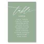 セージ緑の結婚書道座席表 テーブルナンバー (正面)